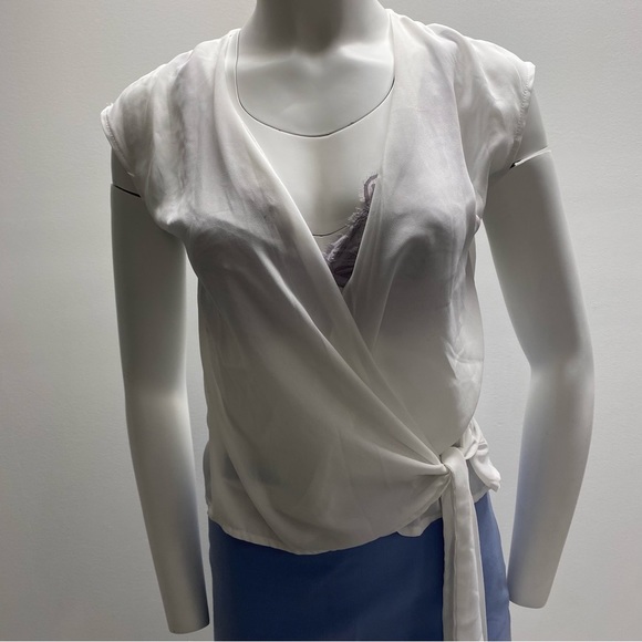 SHEIN Tops - WHITE Sheer Wrap Blouse